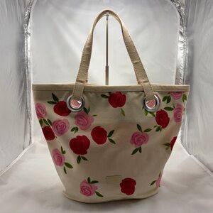 Moschino Roses Floral Canvas Tote Bag